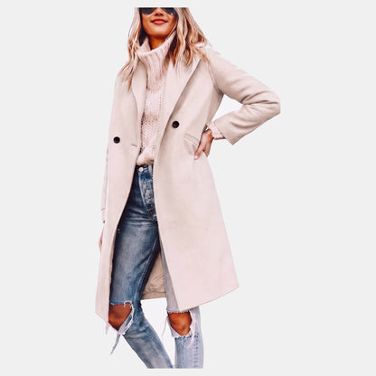 Anais - Trench femme hiver long et chaud croisé ample à col tailleur