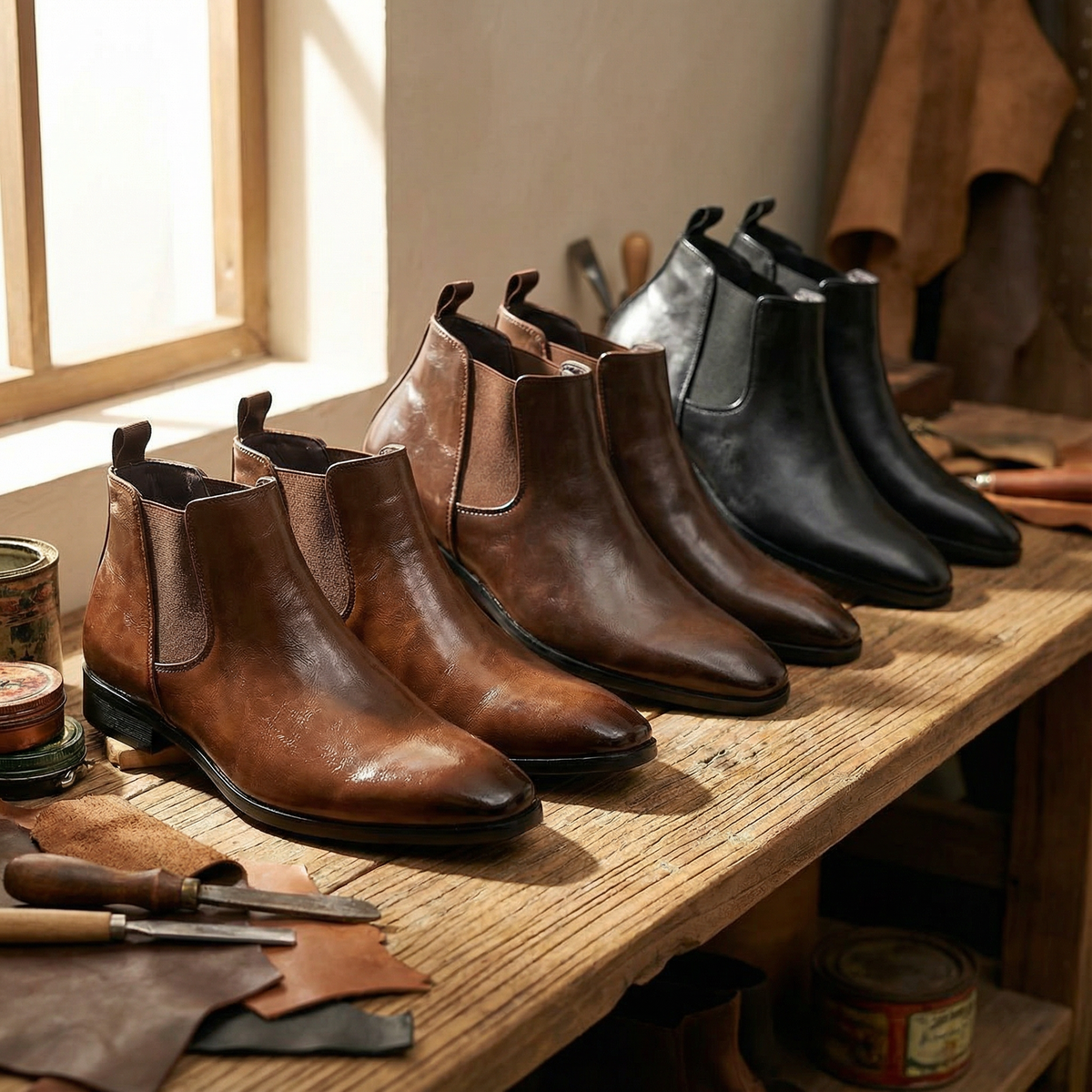 Antoine - Bottines homme chelsea habillées et chaudes pour le bureau et la ville