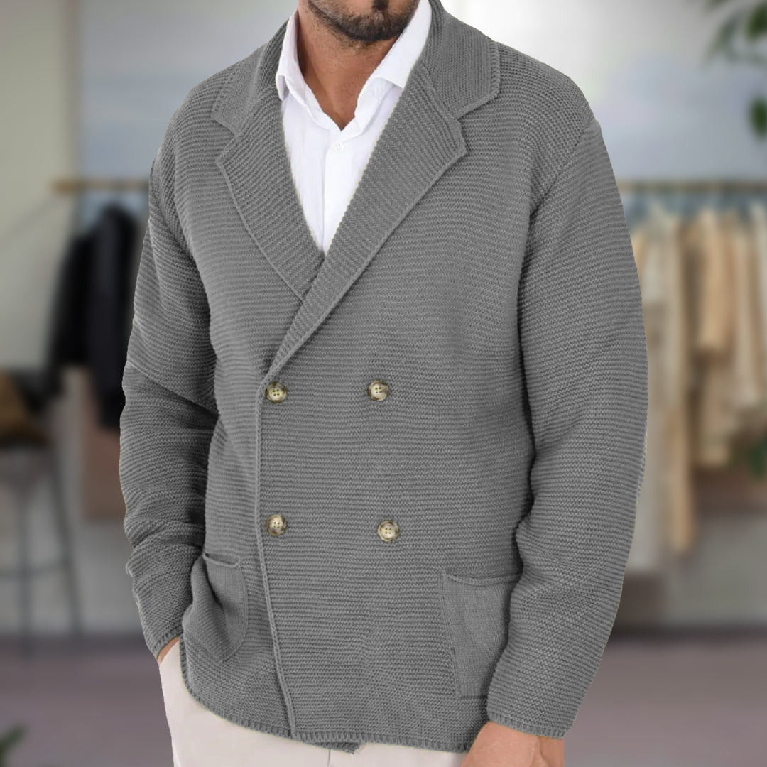 Antoine - Cardigan homme croisé en maille et habillé avec col à revers