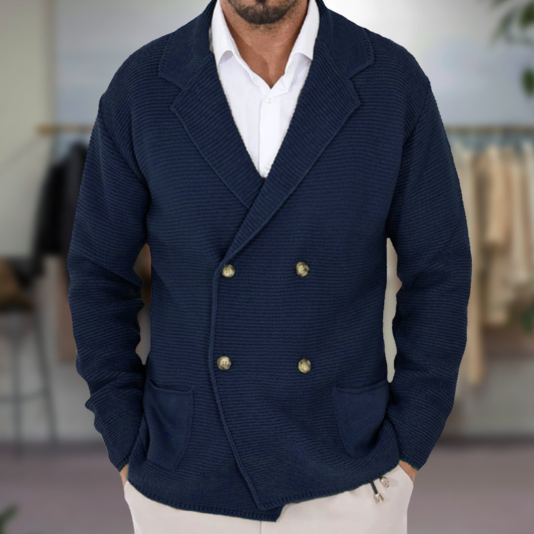 Antoine - Cardigan homme croisé en maille et habillé avec col à revers