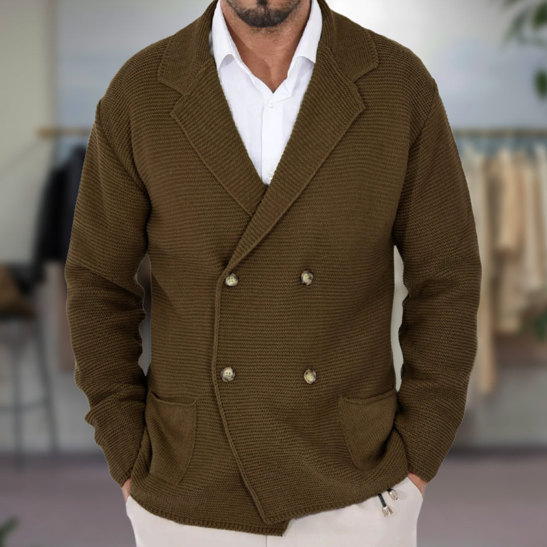 Antoine - Cardigan homme croisé en maille et habillé avec col à revers
