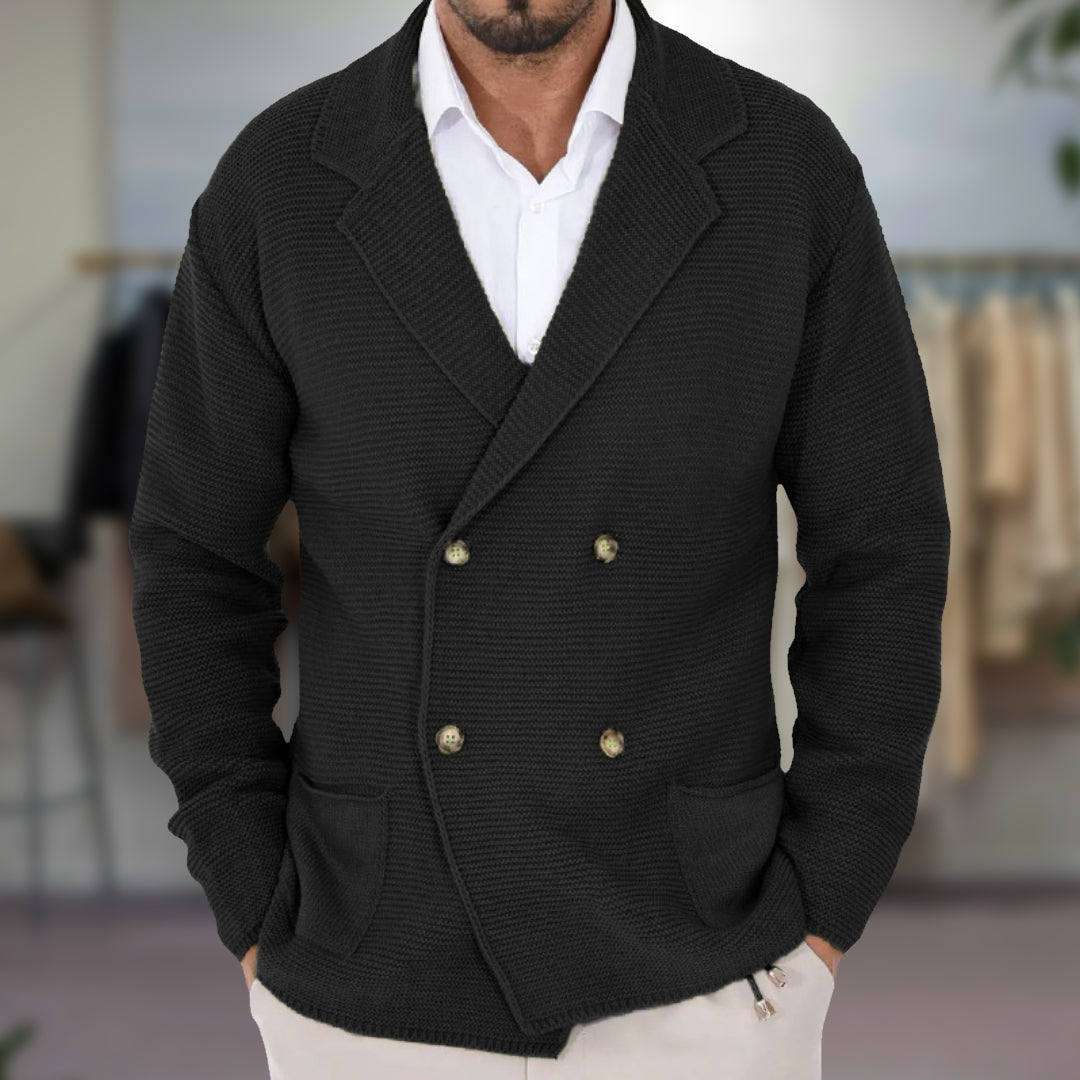 Antoine - Cardigan homme croisé en maille et habillé avec col à revers