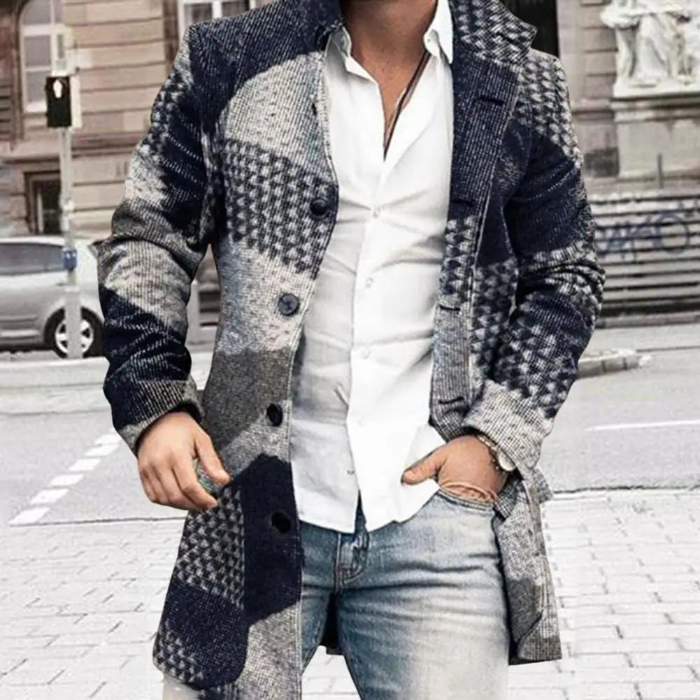 Antoine - Manteau homme hiver long à carreaux coupe droite chic et chaud