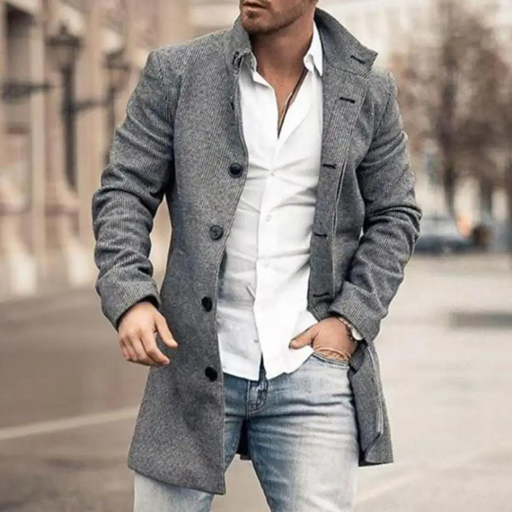 Antoine - Manteau homme hiver long à carreaux coupe droite chic et chaud