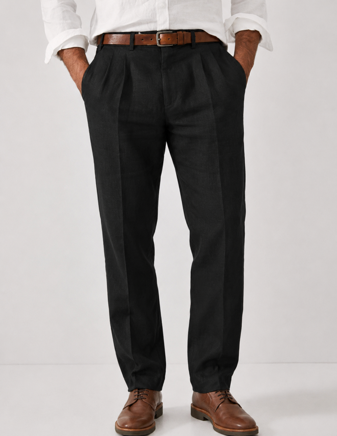 Antoine - Pantalon Homme Casual Smart avec Coupe Droite et Taille Ajustée