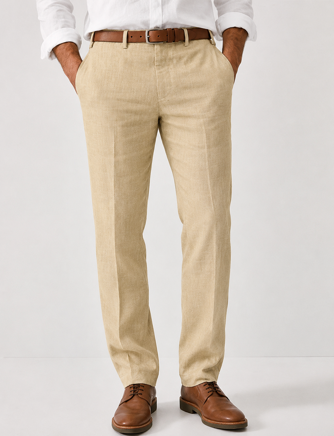 Antoine - Pantalon Homme Casual Smart avec Coupe Droite et Taille Ajustée