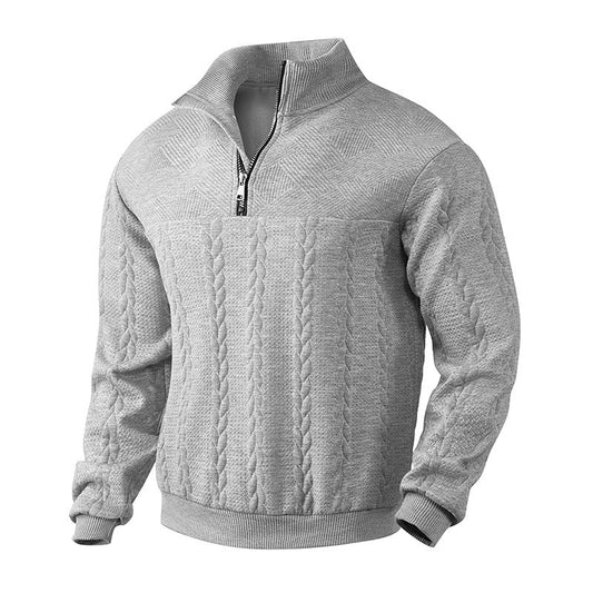 Antoine - Pull Homme Casual Smart avec Col Zippé et Maille Torsadée