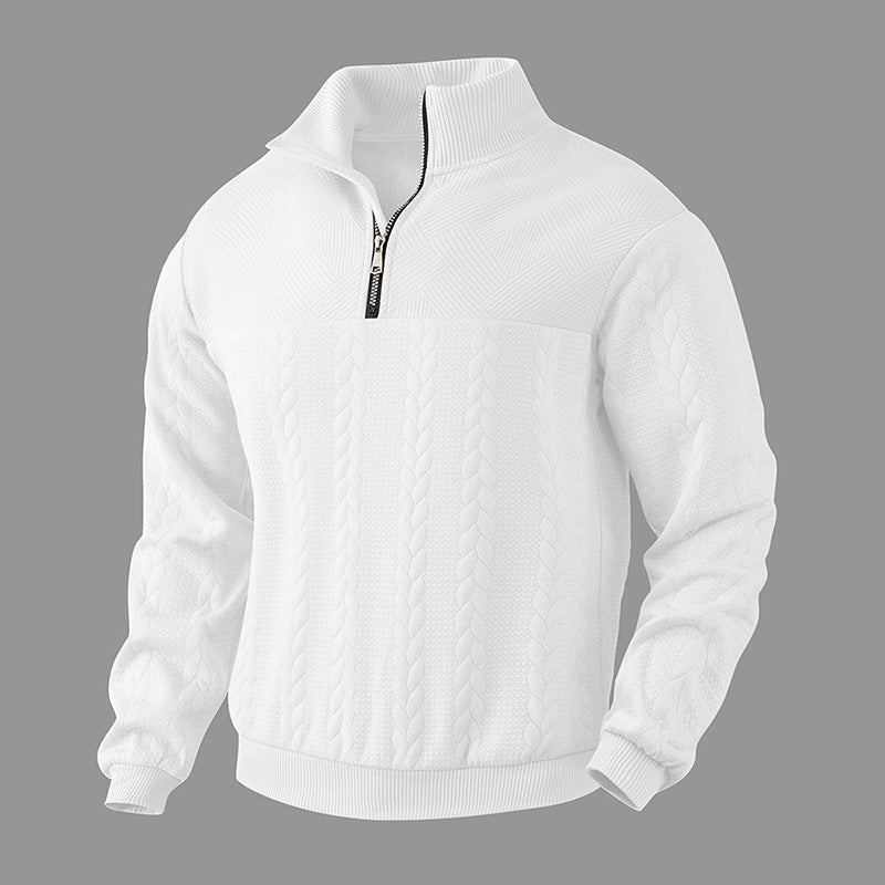 Antoine - Pull Homme Casual Smart avec Col Zippé et Maille Torsadée