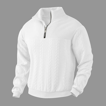 Antoine - Pull Homme Casual Smart avec Col Zippé et Maille Torsadée