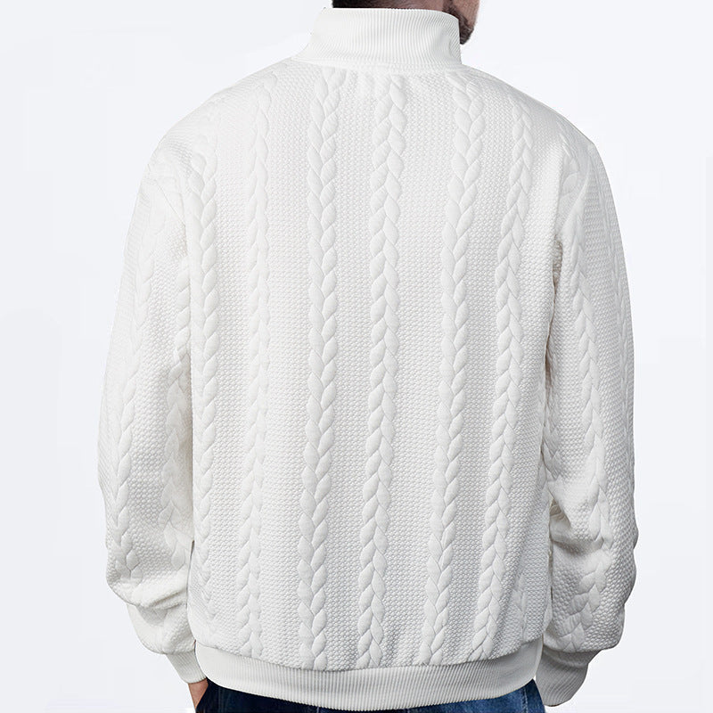 Antoine - Pull Homme Casual Smart avec Col Zippé et Maille Torsadée