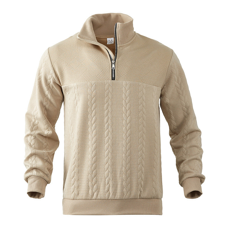 Antoine - Pull Homme Casual Smart avec Col Zippé et Maille Torsadée
