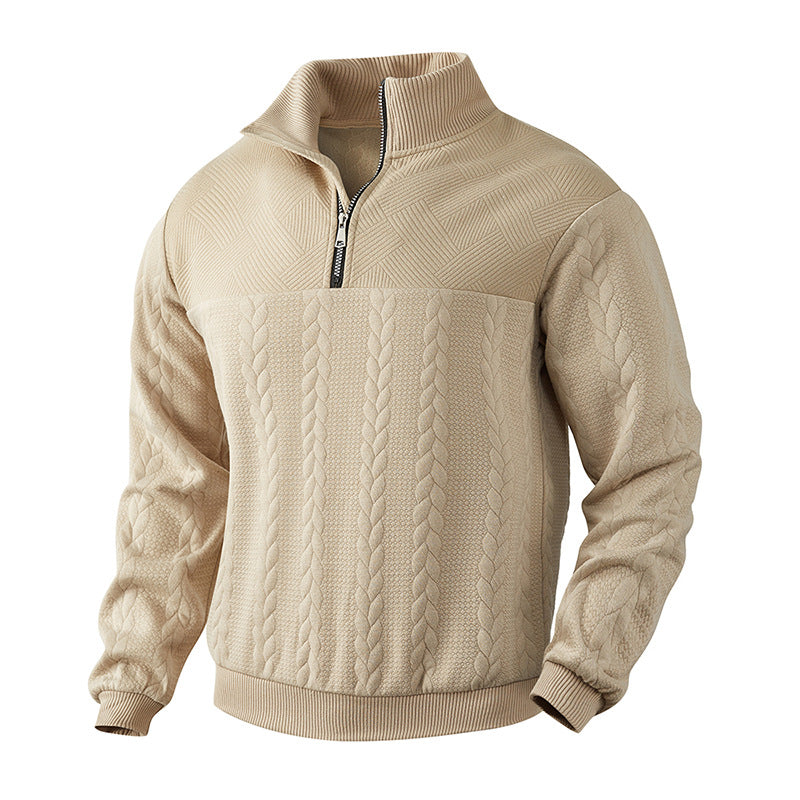 Antoine - Pull Homme Casual Smart avec Col Zippé et Maille Torsadée