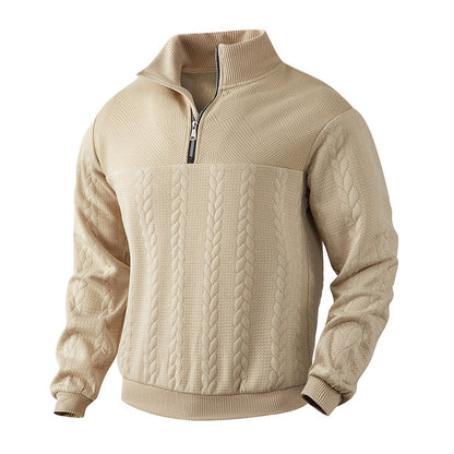 Antoine - Pull Homme Casual Smart avec Col Zippé et Maille Torsadée