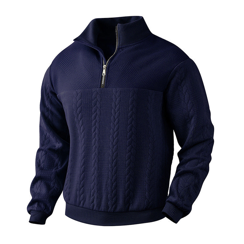 Antoine - Pull Homme Casual Smart avec Col Zippé et Maille Torsadée