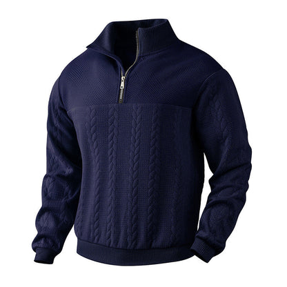 Antoine - Pull Homme Casual Smart avec Col Zippé et Maille Torsadée