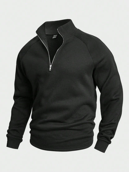 Antoine - Pull Homme Maille Demi-Zip en Style Casual Smart avec Col Montant