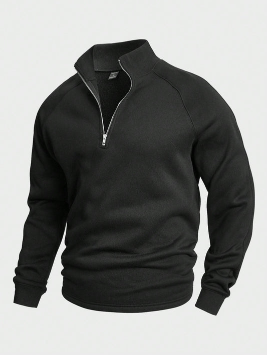 Antoine - Pull Homme Maille Demi-Zip en Style Casual Smart avec Col Montant