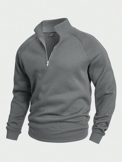 Antoine - Pull Homme Maille Demi-Zip en Style Casual Smart avec Col Montant