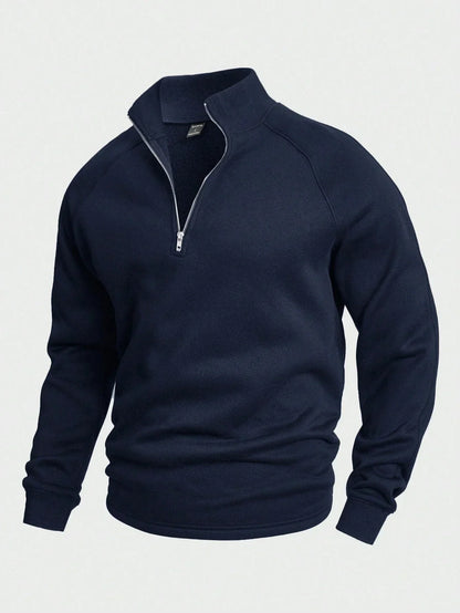 Antoine - Pull Homme Maille Demi-Zip en Style Casual Smart avec Col Montant