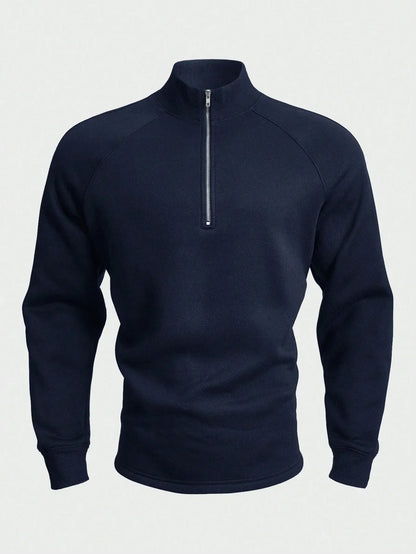 Antoine - Pull Homme Maille Demi-Zip en Style Casual Smart avec Col Montant
