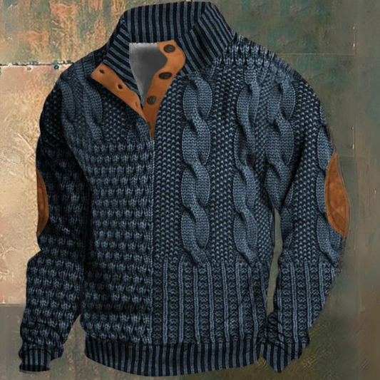 Antoine - Pull Homme en Maille Zippé pour l'Automne avec Torsades