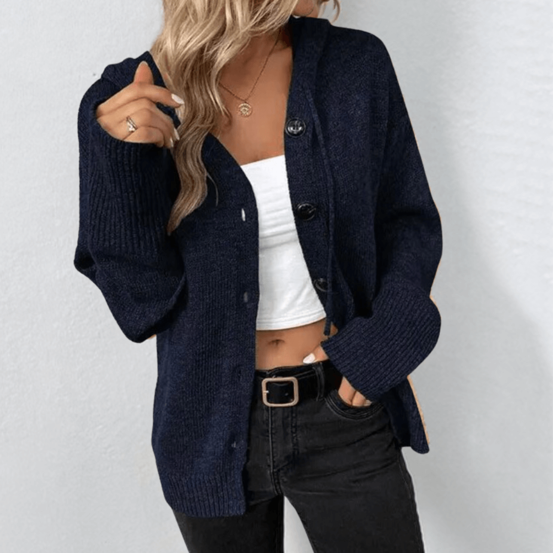 Julie - Cardigan femme à capuche oversize chaud et doux