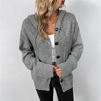 Julie - Cardigan femme à capuche oversize chaud et doux