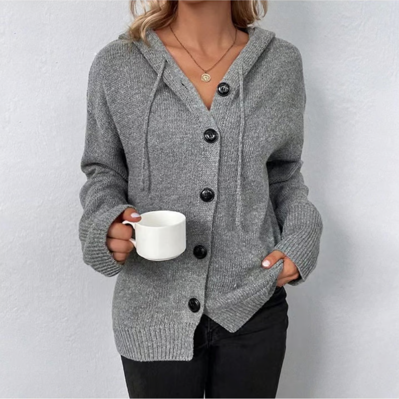 Julie - Cardigan femme à capuche oversize chaud et doux