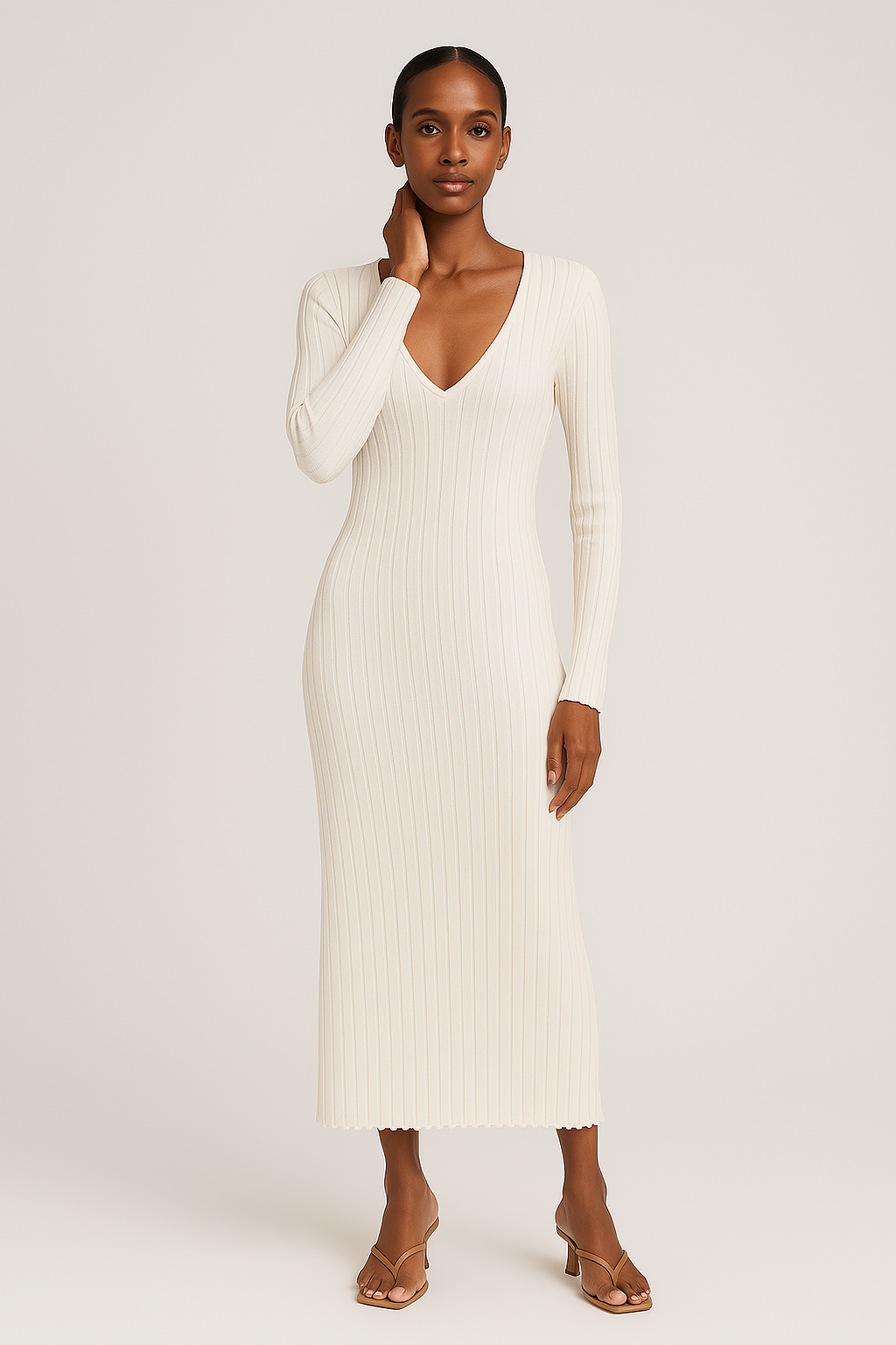 Céline - Robe Femme Invitée Mariage pour l'Automne à Manches Longues