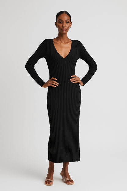 Céline - Robe Femme Invitée Mariage pour l'Automne à Manches Longues