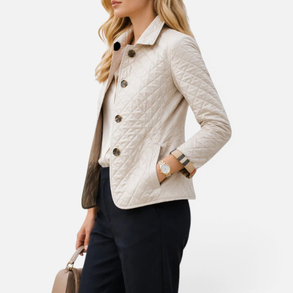 Céline - Veste Femme Matelassée Légère pour l'Automne avec Col Chemise