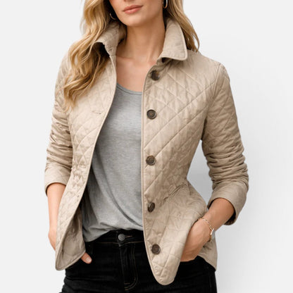 Céline - Veste Femme Matelassée Légère pour l'Automne avec Col Chemise