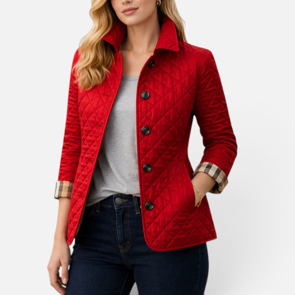 Céline - Veste Femme Matelassée Légère pour l'Automne avec Col Chemise