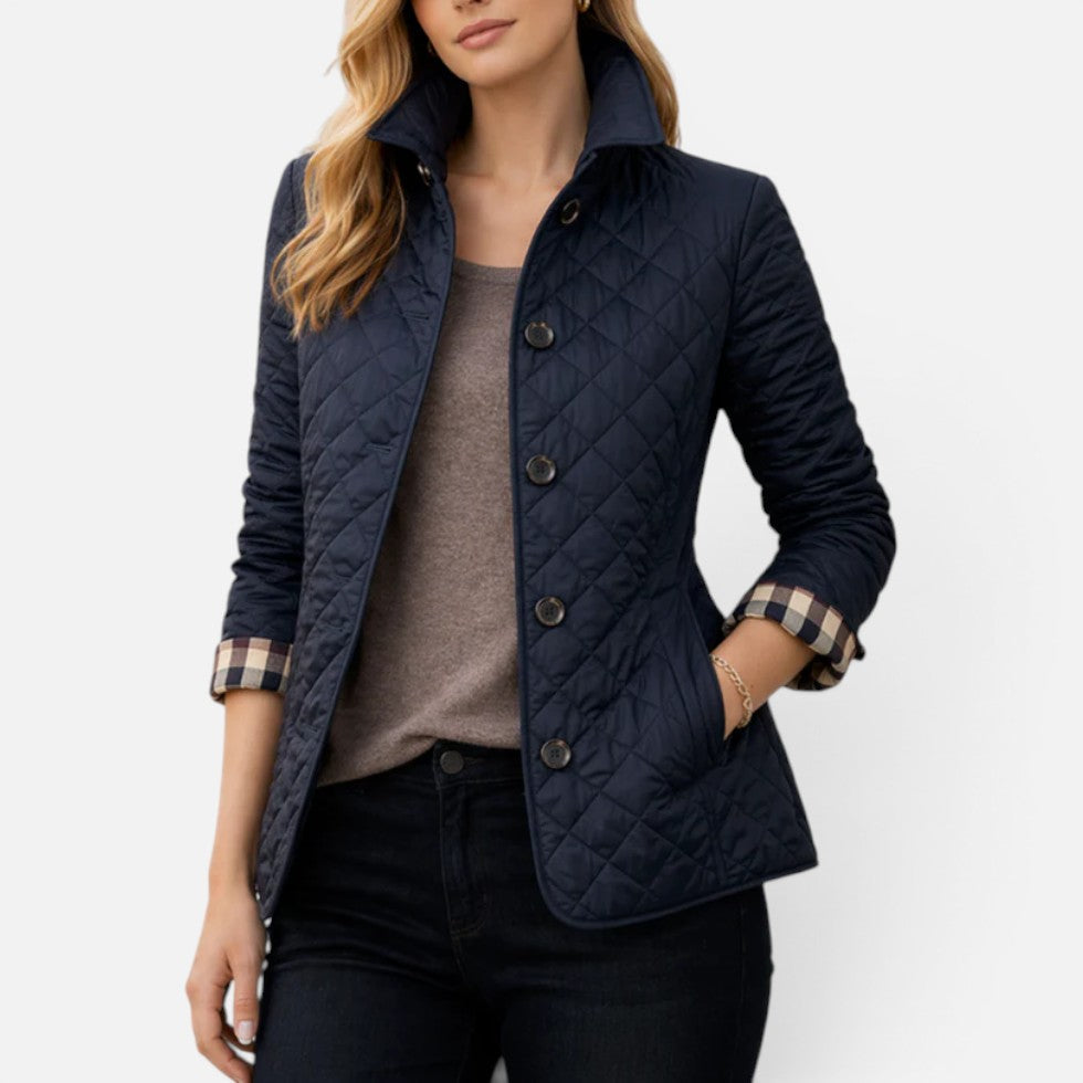 Céline - Veste Femme Matelassée Légère pour l'Automne avec Col Chemise