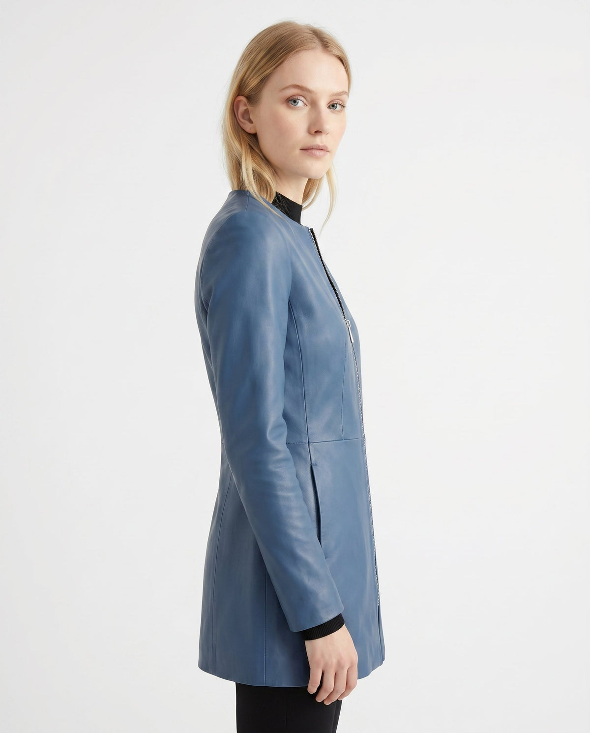 Céline - Veste Femme en Cuir Style pour l'Automne avec Col Zippé
