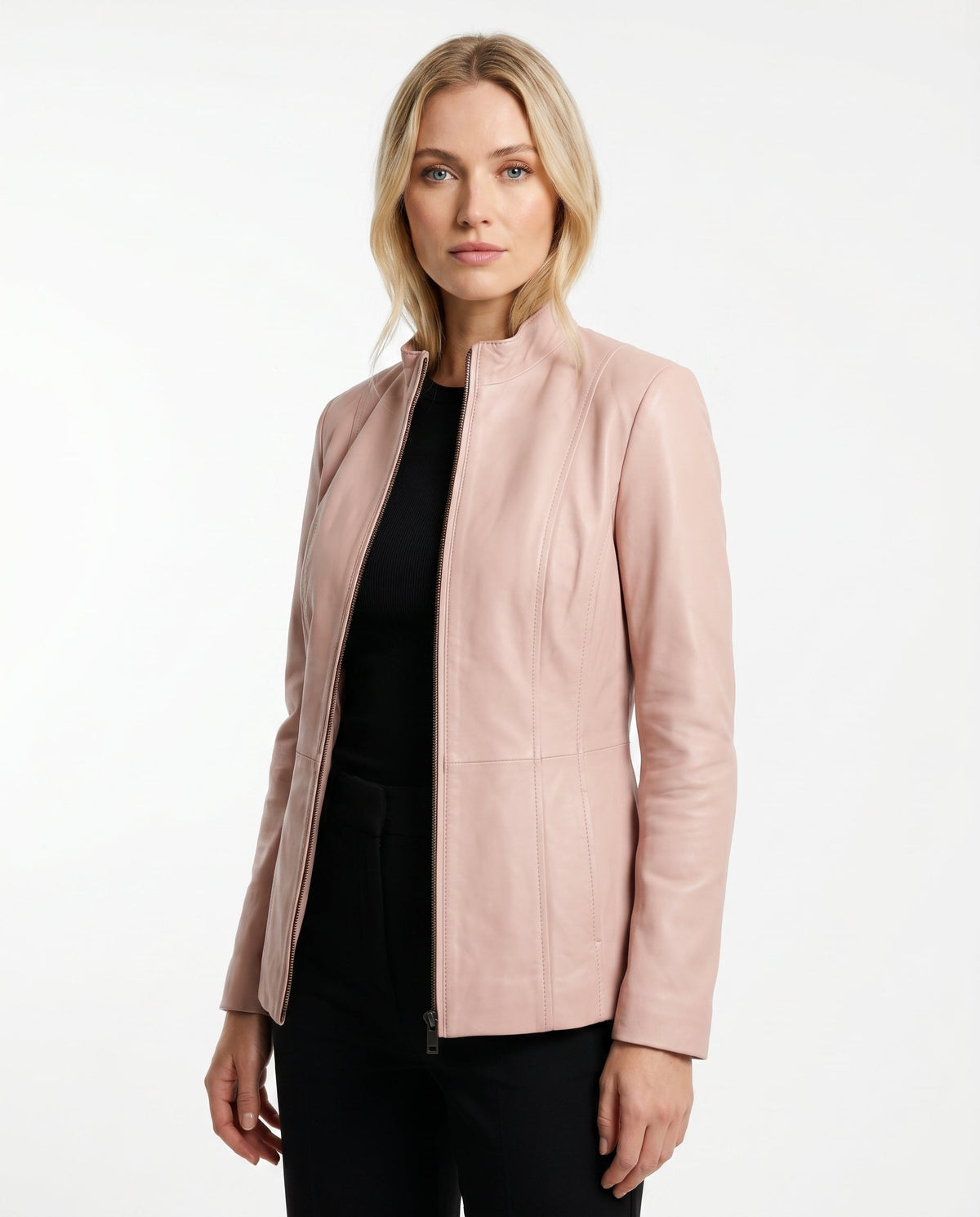 Céline - Veste Femme en Cuir Style pour l'Automne avec Col Zippé