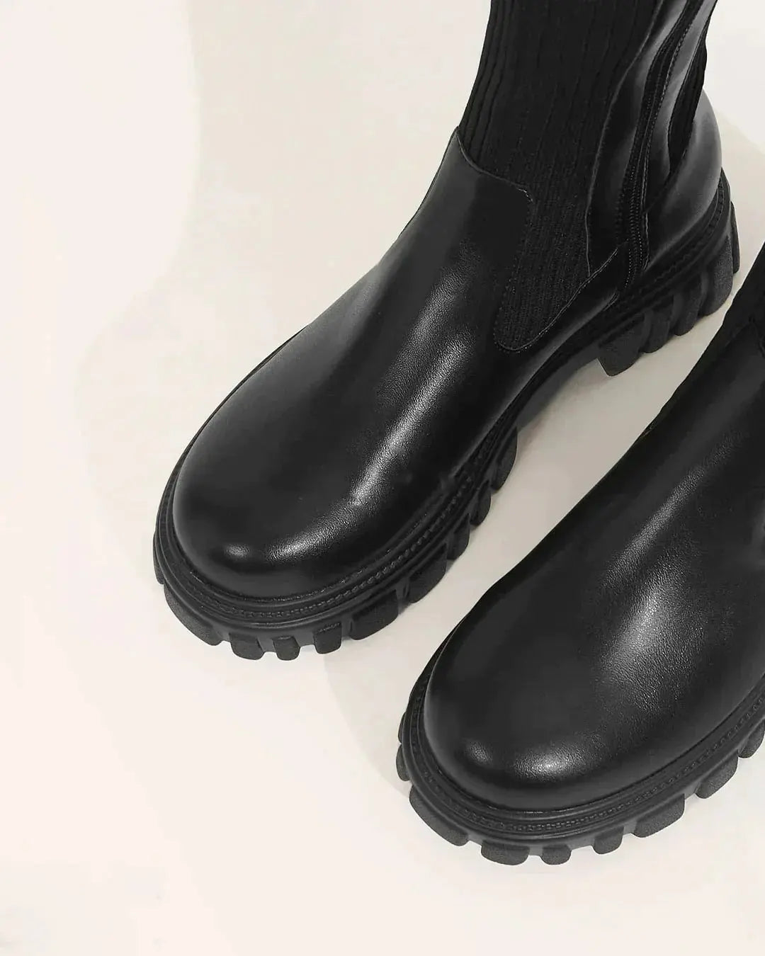 Camille - Bottes femme hautes en maille chaudes et plates