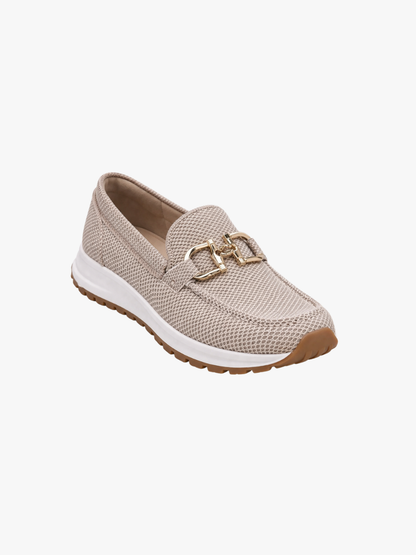 Camille - Mocassin Femme Confortable avec Boucle Dorée et Semelle Plateforme