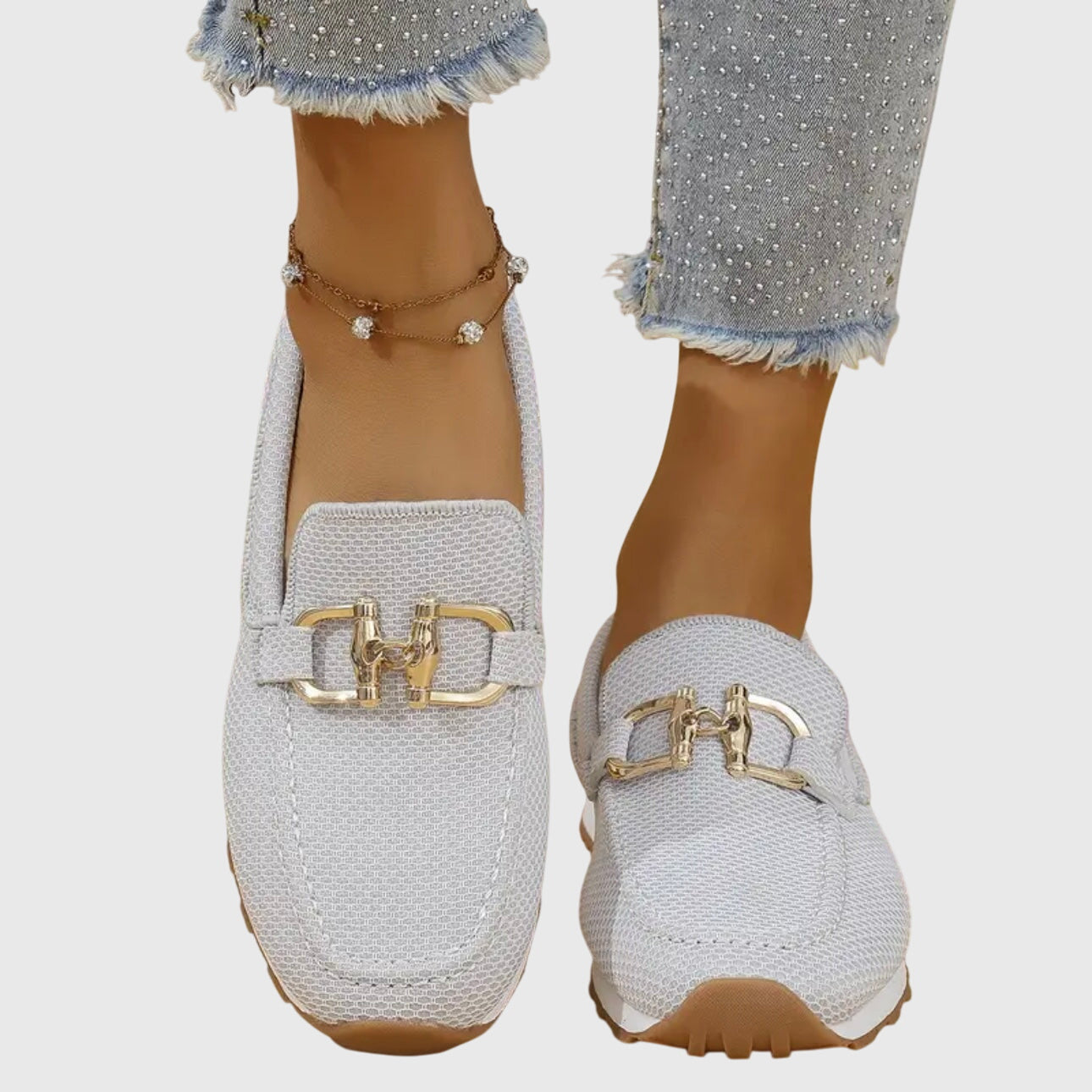 Camille - Mocassin Femme Confortable avec Boucle Dorée et Semelle Plateforme