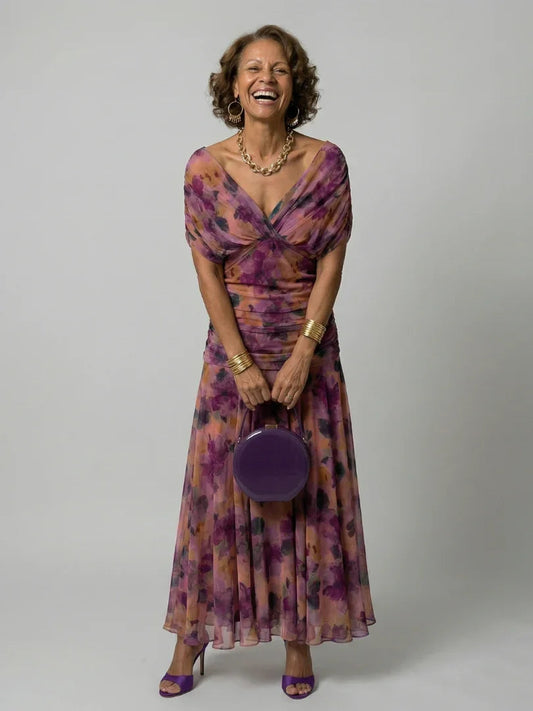 Camille - Robe Maxi d'Été Femme Bohème avec Encolure Bardot et Taille Drapée