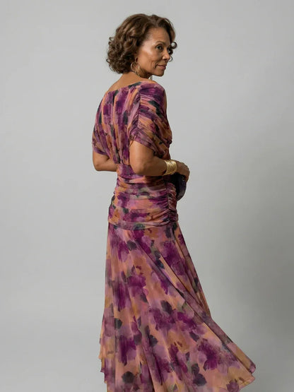 Camille - Robe Maxi d'Été Femme Bohème avec Encolure Bardot et Taille Drapée