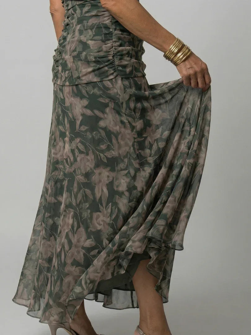 Camille - Robe Maxi d'Été Femme Bohème avec Encolure Bardot et Taille Drapée