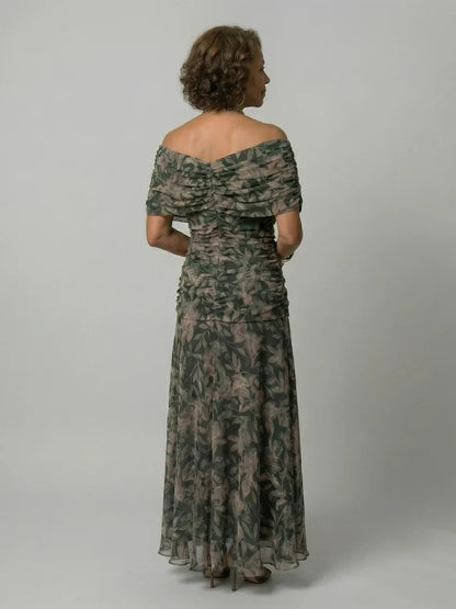 Camille - Robe Maxi d'Été Femme Bohème avec Encolure Bardot et Taille Drapée