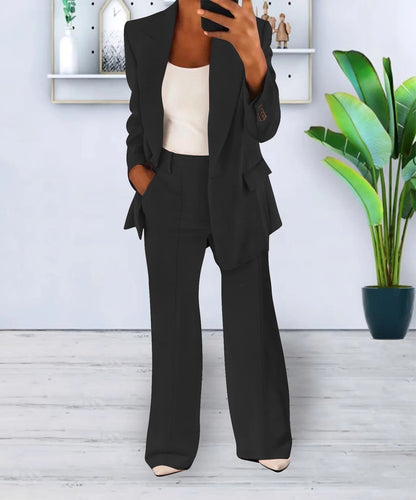Camille - Tailleur Femme Casual Smart avec Blazer et Pantalon Large