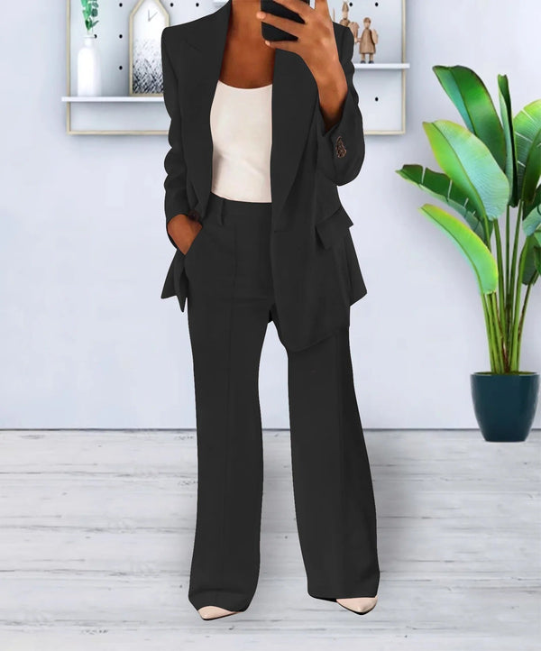Camille - Tailleur Femme Casual Smart avec Blazer et Pantalon Large