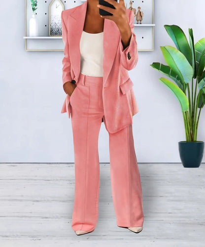 Camille - Tailleur Femme Casual Smart avec Blazer et Pantalon Large
