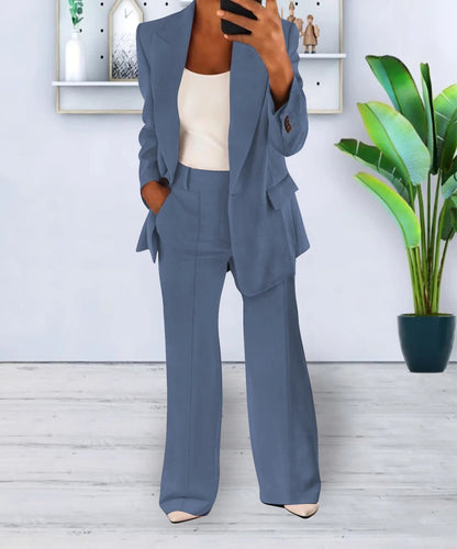 Camille - Tailleur Femme Casual Smart avec Blazer et Pantalon Large