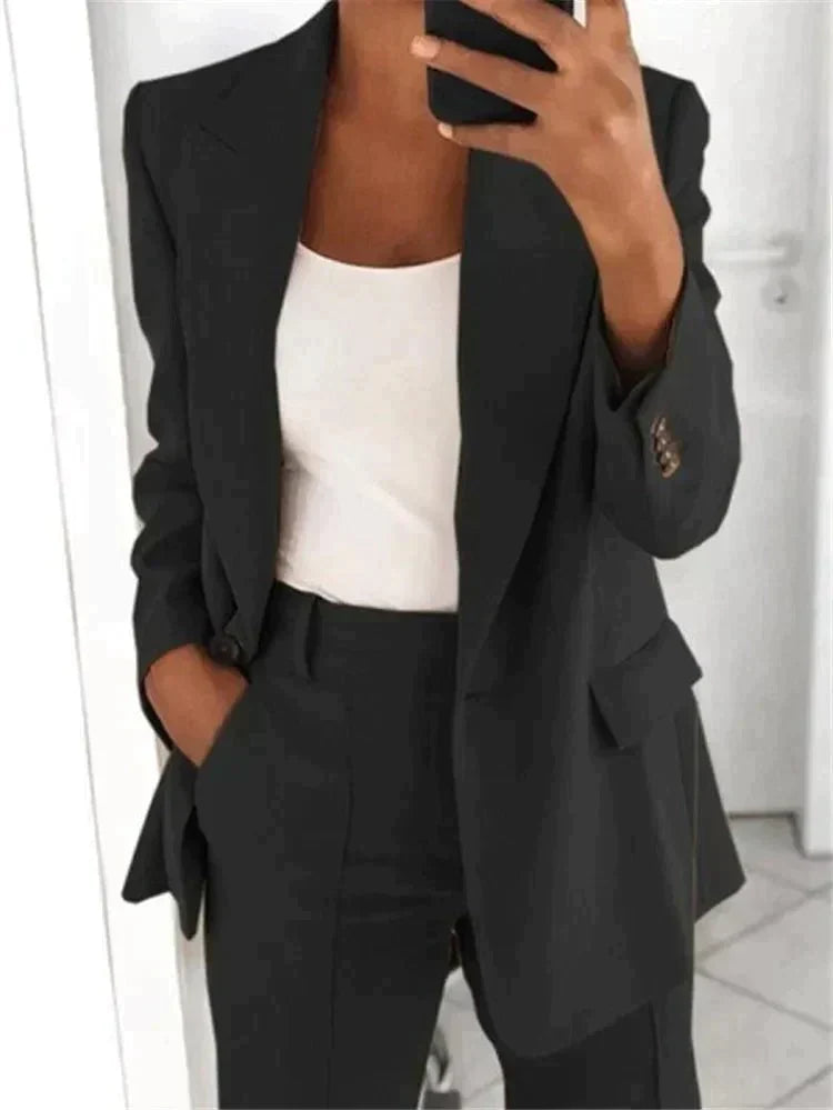 Camille - Tailleur Femme Casual Smart avec Blazer et Pantalon Large