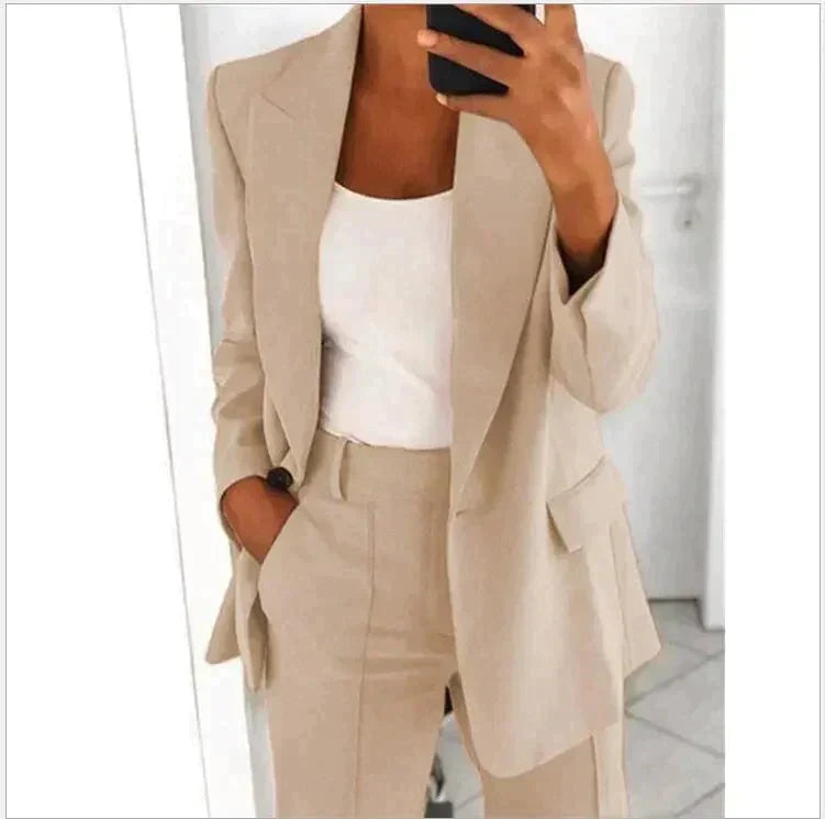Camille - Tailleur Femme Casual Smart avec Blazer et Pantalon Large