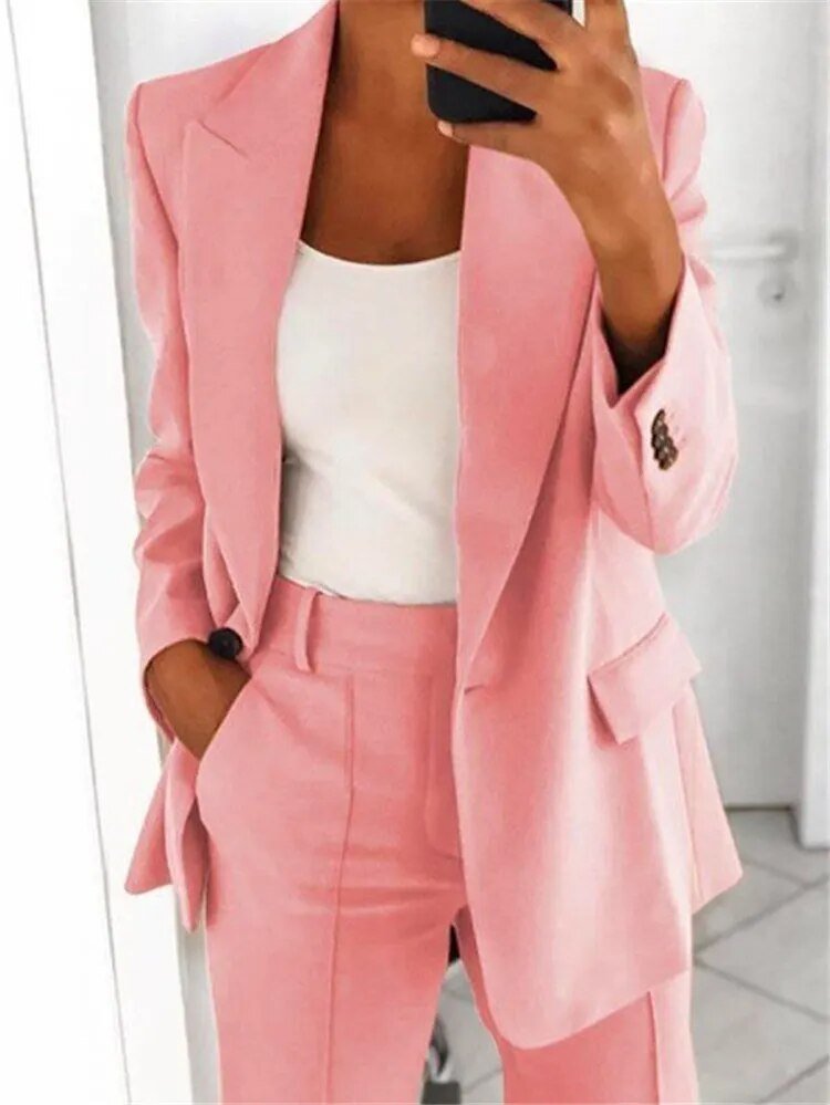 Camille - Tailleur Femme Casual Smart avec Blazer et Pantalon Large